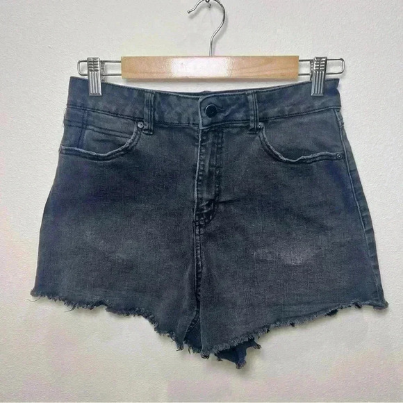 Sincerely Jules Womens Black Denim Cut Off High Waisted Shorts Size 5/27 - Picture 1 of 7